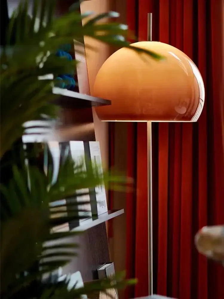Modern Retro Gradient Orange Glass Floor Lamp – Metal Standing Light - Besontique Home