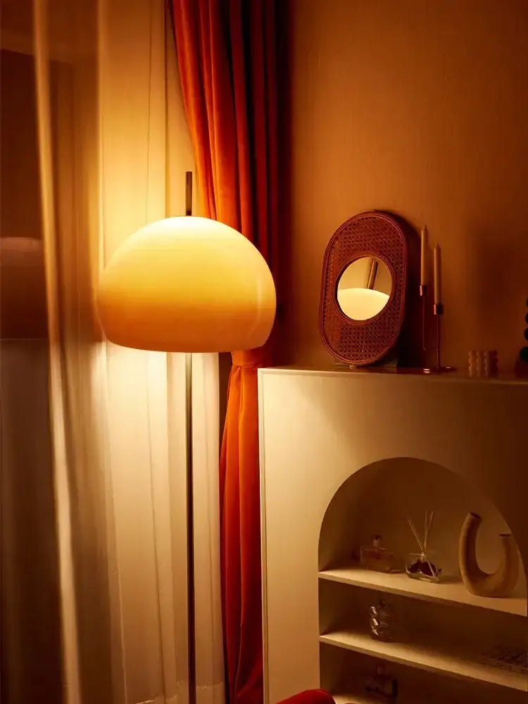 Modern Retro Gradient Orange Glass Floor Lamp – Metal Standing Light - Besontique Home