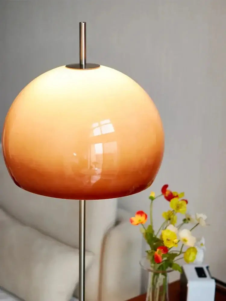 Modern Retro Gradient Orange Glass Floor Lamp – Metal Standing Light - Besontique Home