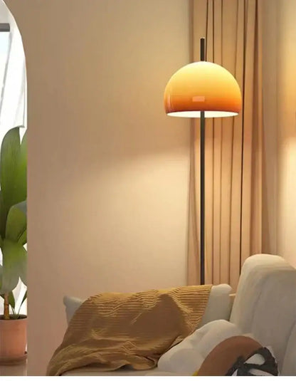 Modern Retro Gradient Orange Glass Floor Lamp – Metal Standing Light - Besontique Home