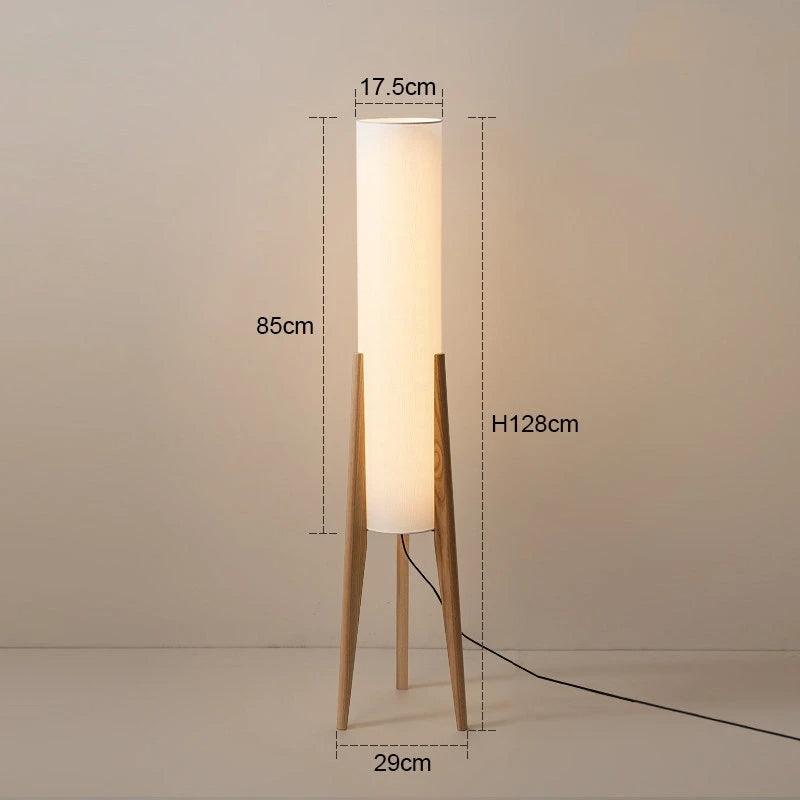 Modern Retro Wood Fabric Tripod Floor Lamp │ Scandinavian Art LED Home Mood Tall Stand Light - Besontique