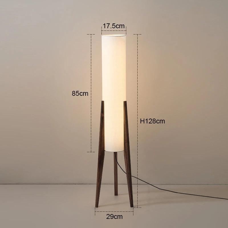 Modern Retro Wood Fabric Tripod Floor Lamp │ Scandinavian Art LED Home Mood Tall Stand Light - Besontique