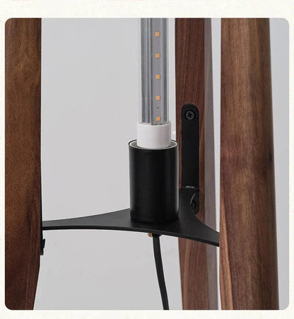 Modern Retro Wood Fabric Tripod Floor Lamp │ Scandinavian Art LED Home Mood Tall Stand Light - Besontique Home