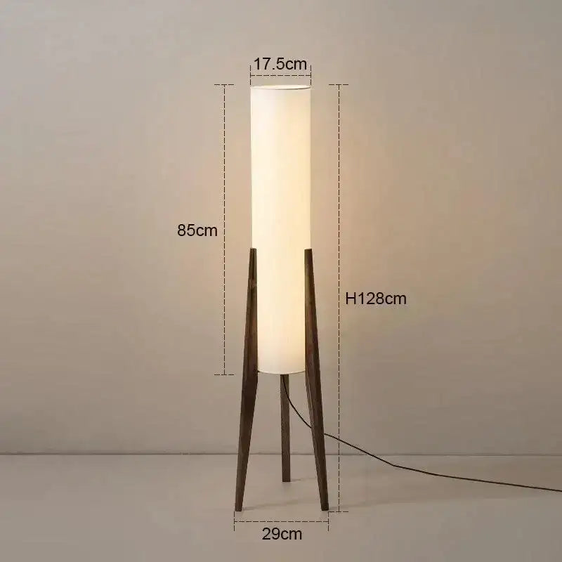 Modern Retro Wood Fabric Tripod Floor Lamp │ Scandinavian Art LED Home Mood Tall Stand Light - Besontique Home
