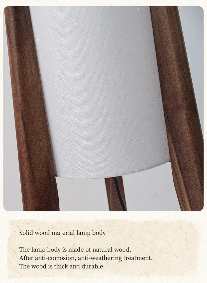 Modern Retro Wood Fabric Tripod Floor Lamp │ Scandinavian Art LED Home Mood Tall Stand Light - Besontique Home