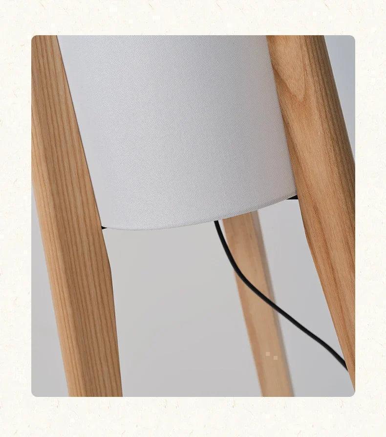 Modern Retro Wood Fabric Tripod Floor Lamp │ Scandinavian Art LED Home Mood Tall Stand Light - Besontique Home