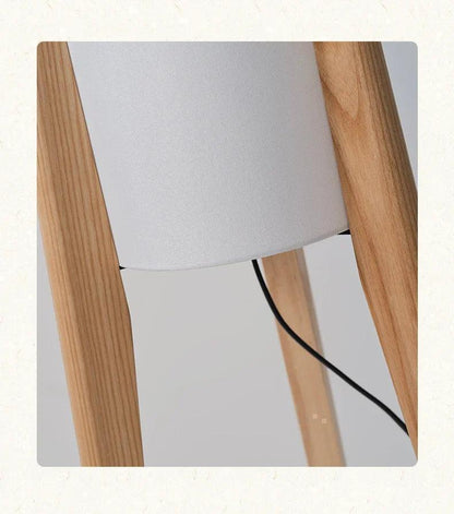 Modern Retro Wood Fabric Tripod Floor Lamp │ Scandinavian Art LED Home Mood Tall Stand Light - Besontique Home