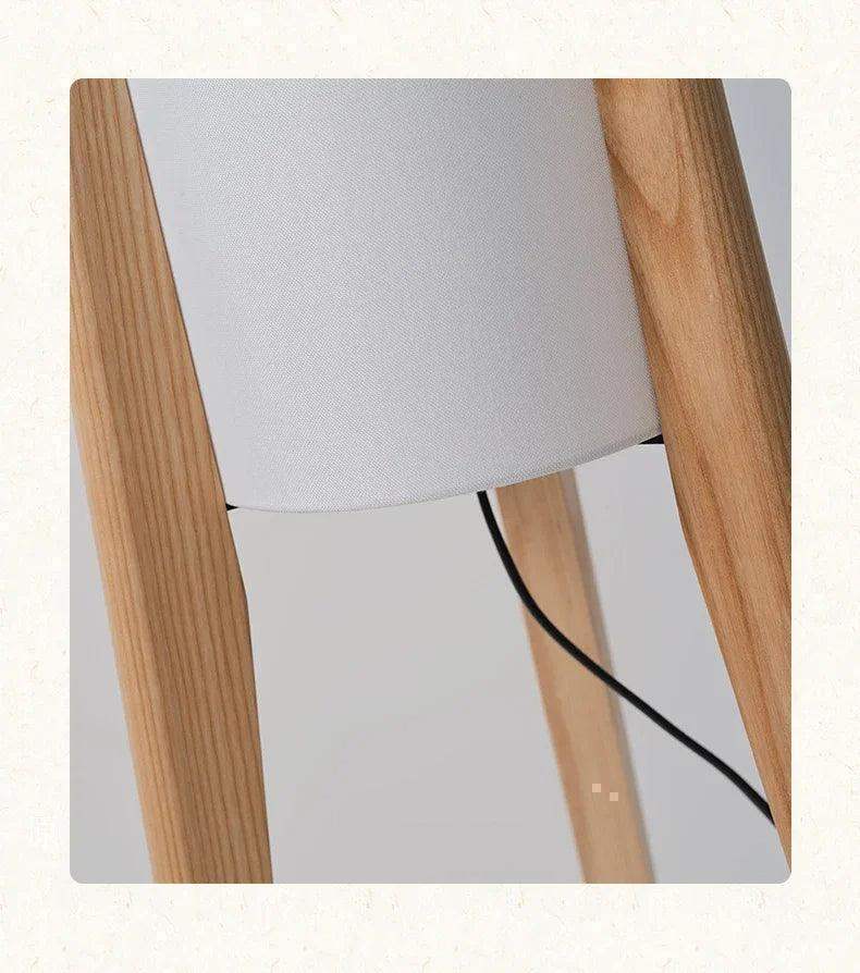 Modern Retro Wood Fabric Tripod Floor Lamp │ Scandinavian Art LED Home Mood Tall Stand Light - Besontique Home
