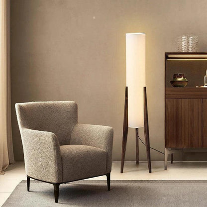 Modern Retro Wood Fabric Tripod Floor Lamp │ Scandinavian Art LED Home Mood Tall Stand Light - Besontique Home