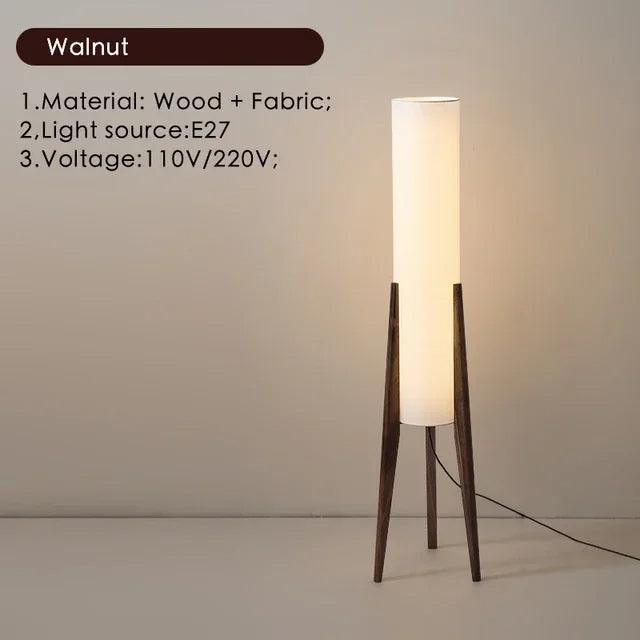 Modern Retro Wood Fabric Tripod Floor Lamp │ Scandinavian Art LED Home Mood Tall Stand Light - Besontique Home