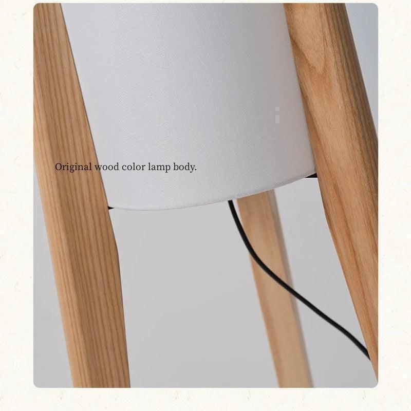 Modern Retro Wood Fabric Tripod Floor Lamp │ Scandinavian Art LED Home Mood Tall Stand Light - Besontique Home