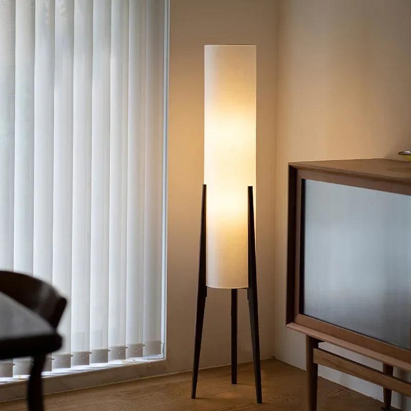 Modern Retro Wood Fabric Tripod Floor Lamp │ Scandinavian Art LED Home Mood Tall Stand Light - Besontique Home
