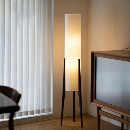 Modern Retro Wood Fabric Tripod Floor Lamp │ Scandinavian Art LED Home Mood Tall Stand Light - Besontique Home
