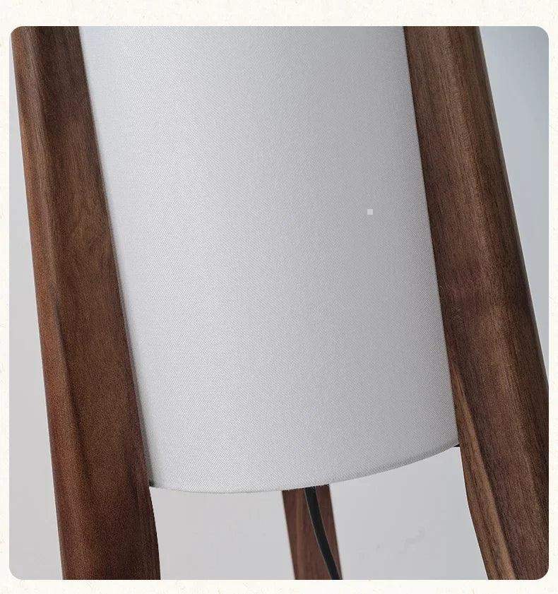 Modern Retro Wood Fabric Tripod Floor Lamp │ Scandinavian Art LED Home Mood Tall Stand Light - Besontique Home