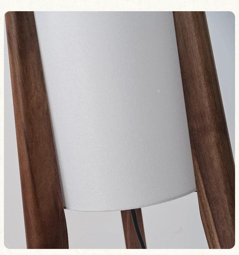 Modern Retro Wood Fabric Tripod Floor Lamp │ Scandinavian Art LED Home Mood Tall Stand Light - Besontique Home
