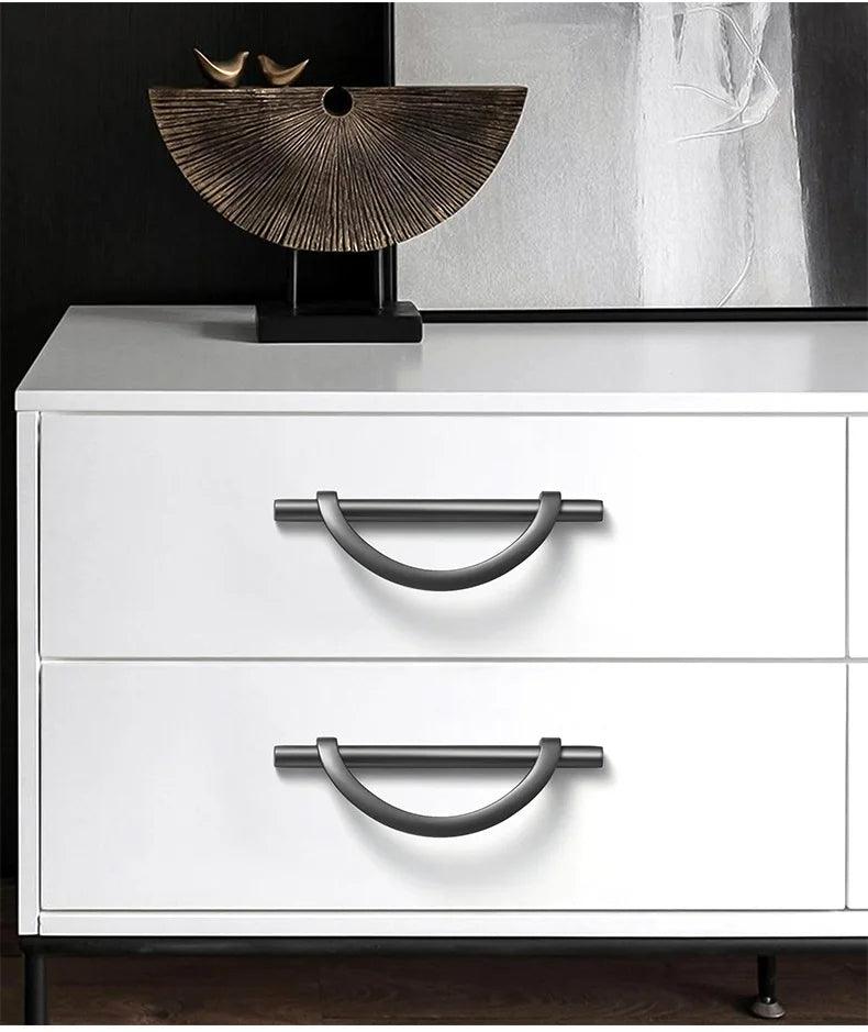 Modern Semi-Circle Shaped Furniture Door Knob │ Luxury Alloy Kitchen Cabinet Handles - Besontique Home