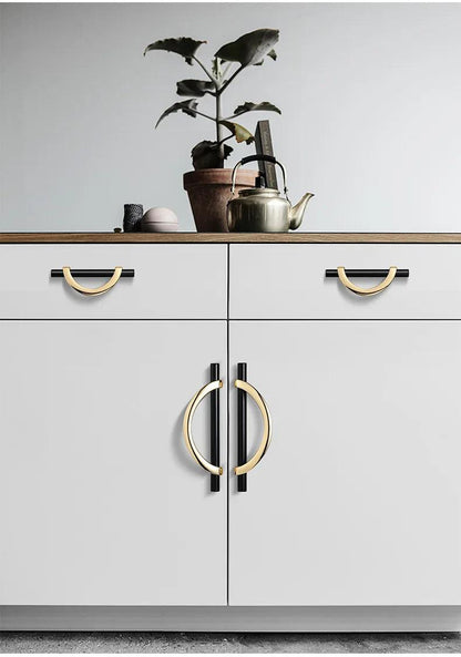 Modern Semi-Circle Shaped Furniture Door Knob │ Luxury Alloy Kitchen Cabinet Handles - Besontique Home