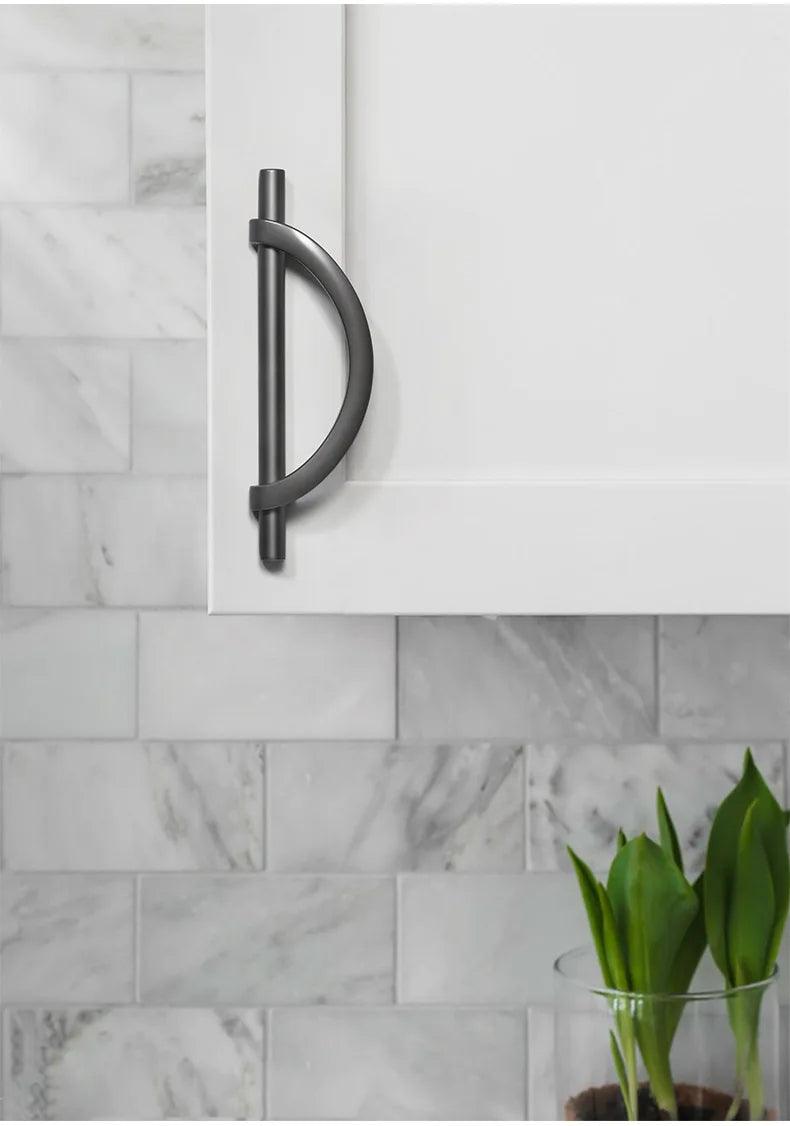 Modern Semi-Circle Shaped Furniture Door Knob │ Luxury Alloy Kitchen Cabinet Handles - Besontique Home