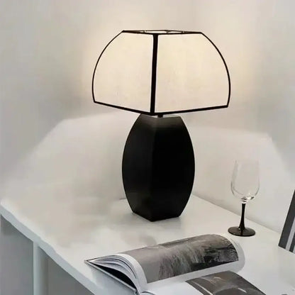 Modern Simple Black White Table Lamp │ Minimalist Living room Bedroom Decor Lighting - Besontique Home