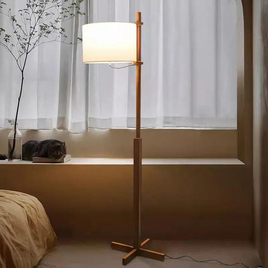 Modern Solid Wood Fabric Shade Floor Lamp │ Nordic LED Home Corner Standing Light - Besontique Home