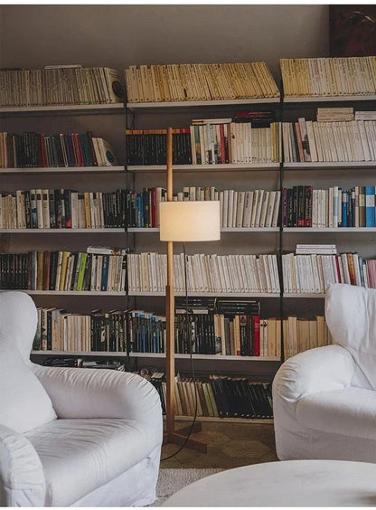Modern Solid Wood Fabric Shade Floor Lamp │ Nordic LED Home Corner Standing Light - Besontique Home