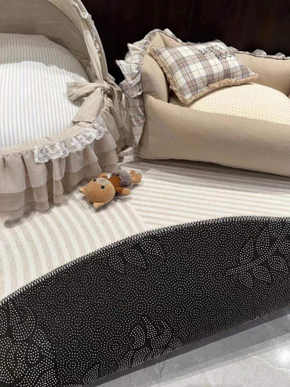 Modern Style Round Decorative Rug │ Neutral Tone Large Plush Carpet │ Minimal Simple Lounge Floor Mat - Besontique Home
