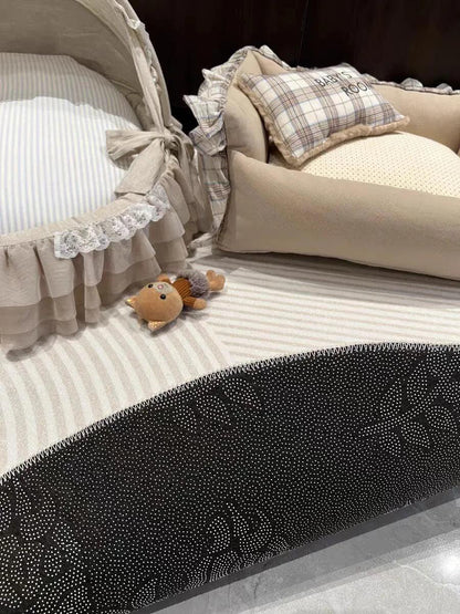 Modern Style Round Decorative Rug │ Neutral Tone Large Plush Carpet │ Minimal Simple Lounge Floor Mat - Besontique Home