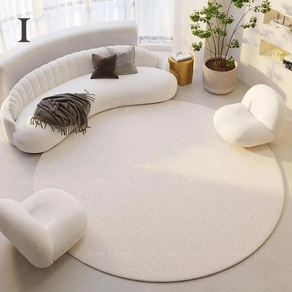 Modern Style Round Decorative Rug │ Neutral Tone Large Plush Carpet │ Minimal Simple Lounge Floor Mat - Besontique Home