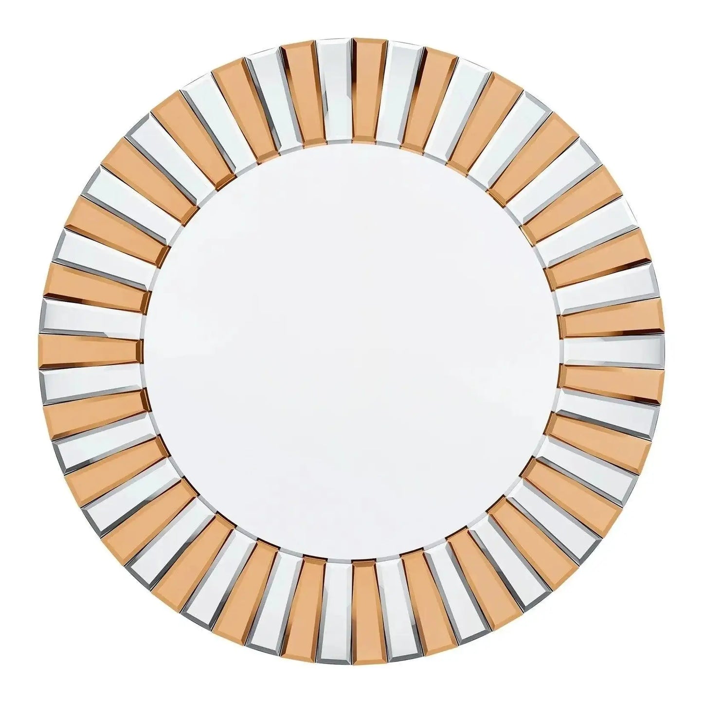 Modern Sunburst Round Wall Mounted Mirror │ Beveled Edge Glass Decorative Wall Hanging Mirror - Besontique Home