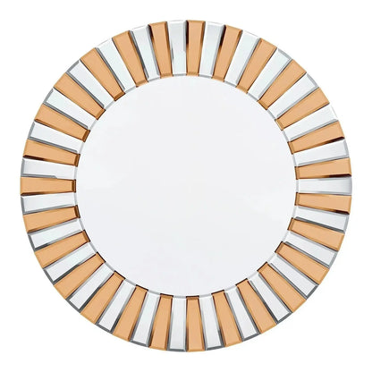 Modern Sunburst Round Wall Mounted Mirror │ Beveled Edge Glass Decorative Wall Hanging Mirror - Besontique Home