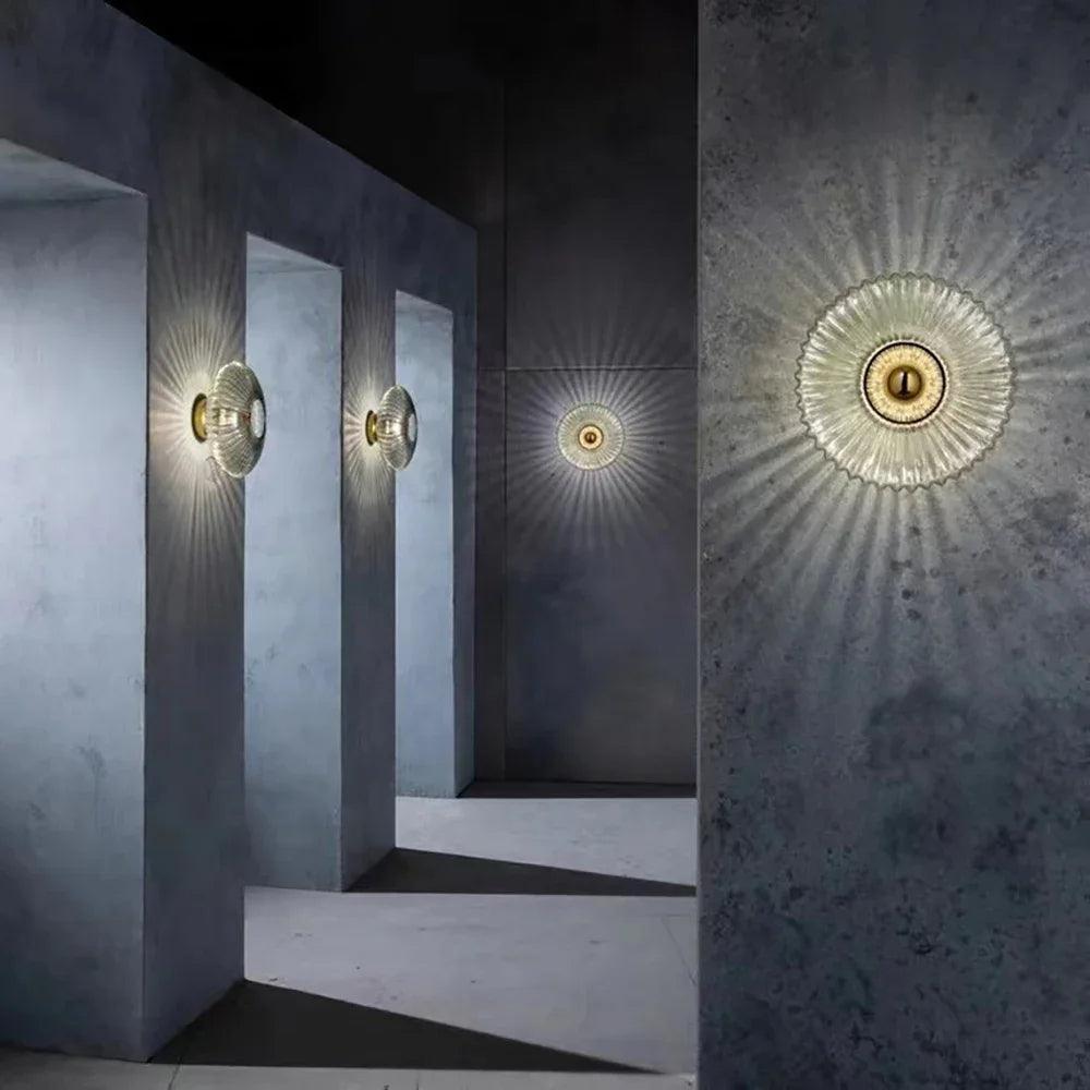 Modern Vintage Glass Wall Lamp Lighting │ Minimal Retro Entryway Hallway Bedside Light - Besontique Home