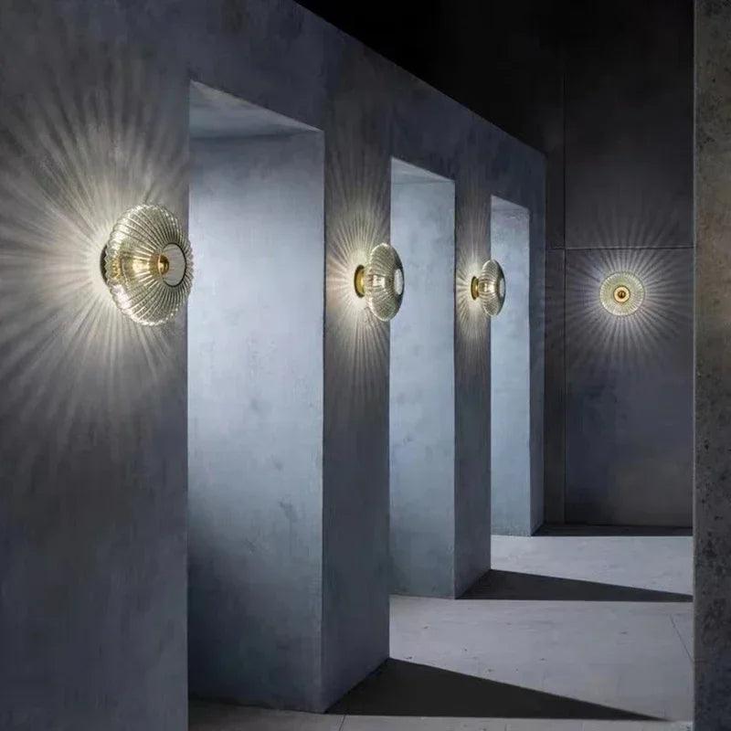 Modern Vintage Glass Wall Lamp Lighting │ Minimal Retro Entryway Hallway Bedside Light - Besontique Home