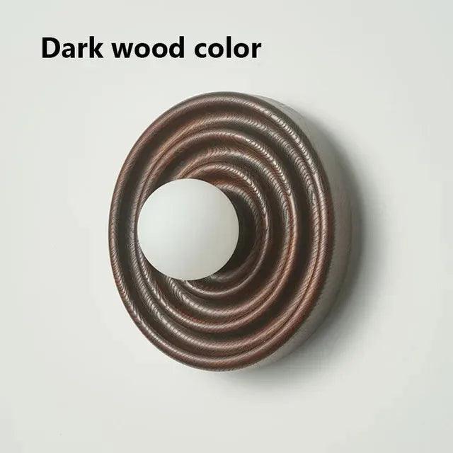 Modern Vintage Round Circle Log Dark Wood Wall Lamp │ Nordic Minimal Entryway Hallway Light - Besontique Home
