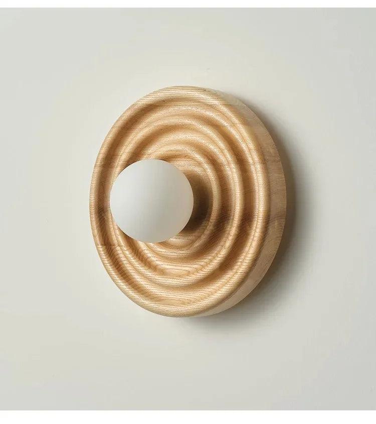 Modern Vintage Round Circle Log Dark Wood Wall Lamp │ Nordic Minimal Entryway Hallway Light - Besontique Home