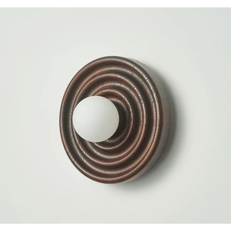 Modern Vintage Round Circle Log Dark Wood Wall Lamp │ Nordic Minimal Entryway Hallway Light - Besontique Home