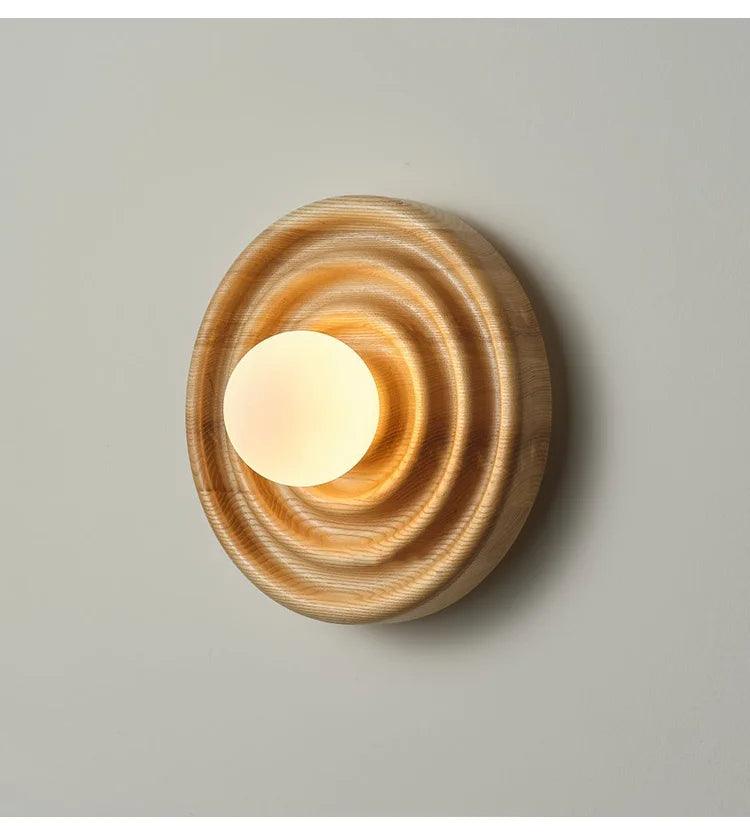 Modern Vintage Round Circle Log Dark Wood Wall Lamp │ Nordic Minimal Entryway Hallway Light - Besontique Home