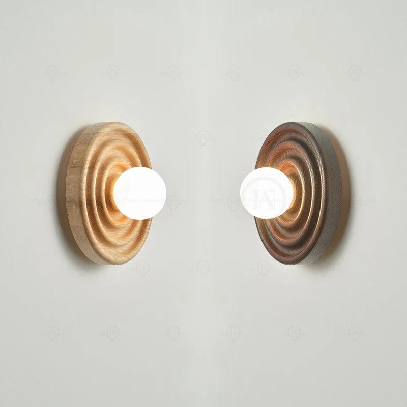 Modern Vintage Round Circle Log Dark Wood Wall Lamp │ Nordic Minimal Entryway Hallway Light - Besontique Home