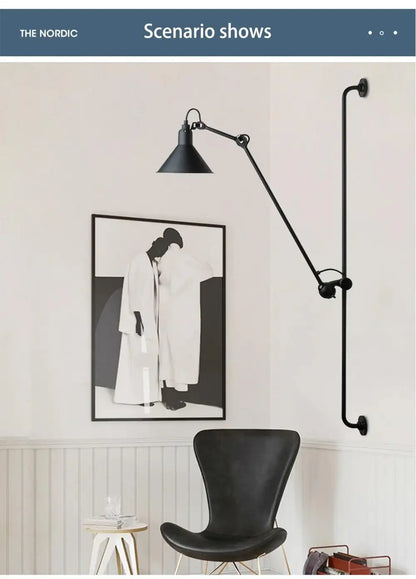 Modern Vintage Swing Arm Wall Lamp │ Nordic Industrial LED Rotating Metal Hanging Light - Besontique Home