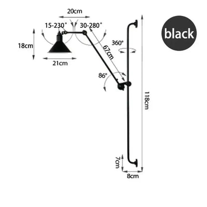Modern Vintage Swing Arm Wall Lamp │ Nordic Industrial LED Rotating Metal Hanging Light - Besontique Home