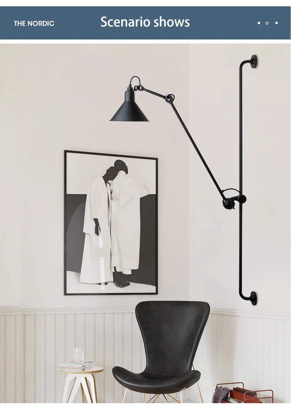 Modern Vintage Swing Arm Wall Lamp │ Nordic Industrial LED Rotating Metal Hanging Light - Besontique Home