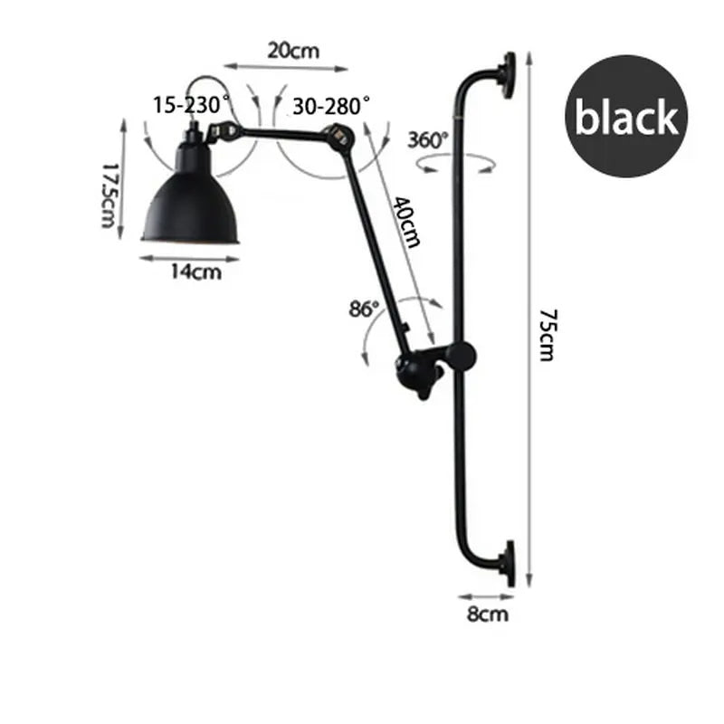 Modern Vintage Swing Arm Wall Lamp │ Nordic Industrial LED Rotating Metal Hanging Light - Besontique Home