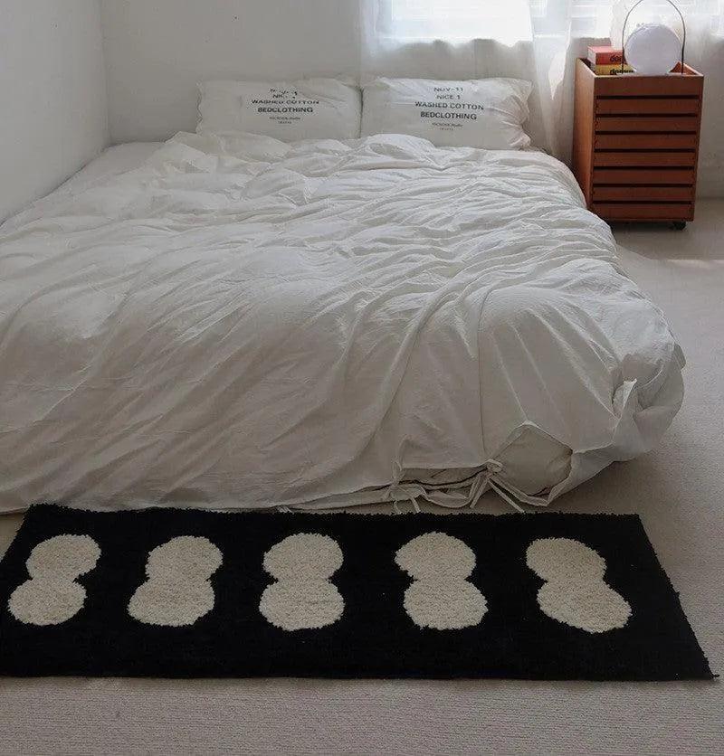 Modern Vintage Tufting Black / White / Brown Geometric Pattern Bedside Rug │ Soft Long Decorative Carpet For Home Decor - Besontique Home
