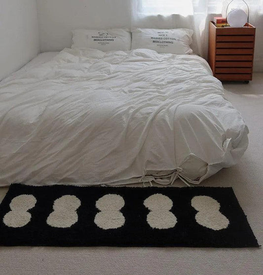 Modern Vintage Tufting Black / White / Brown Geometric Pattern Bedside Rug │ Soft Long Decorative Carpet For Home Decor - Besontique Home