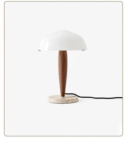 Modern Walnut Wood Marble Base Table Lamp │ Nordic LED Living Bedroom Decor Lighting Desk Light - Besontique Home