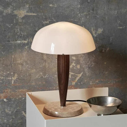 Modern Walnut Wood Marble Base Table Lamp │ Nordic LED Living Bedroom Decor Lighting Desk Light - Besontique Home