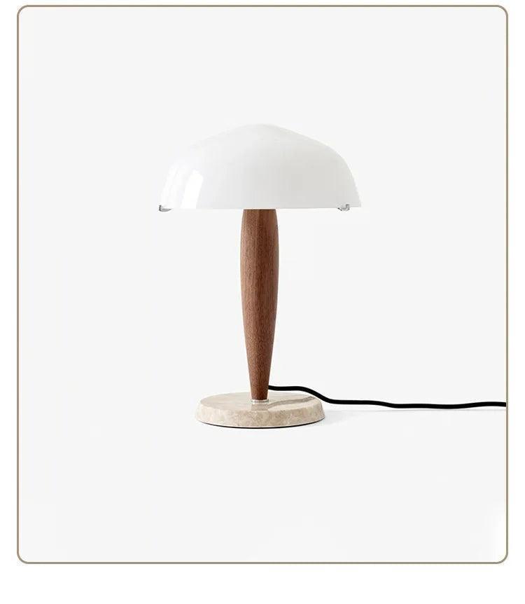 Modern Walnut Wood Marble Base Table Lamp │ Nordic LED Living Bedroom Decor Lighting Desk Light - Besontique Home