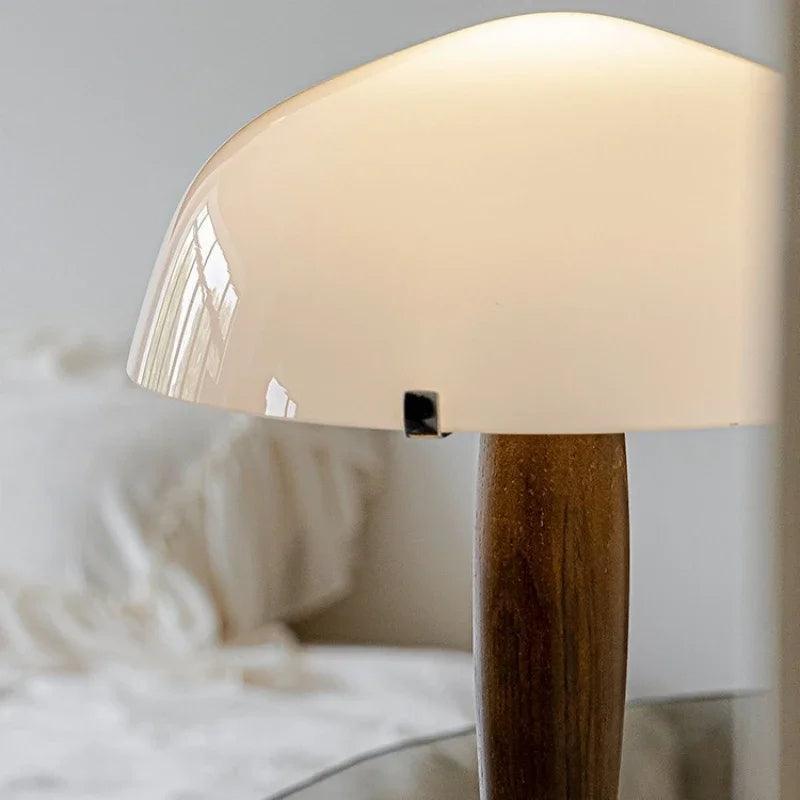 Modern Walnut Wood Marble Base Table Lamp │ Nordic LED Living Bedroom Decor Lighting Desk Light - Besontique Home