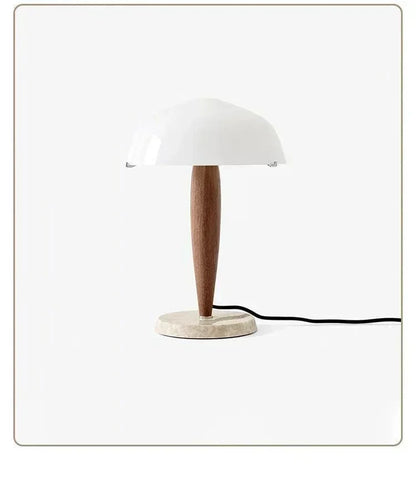 Modern Walnut Wood Marble Base Table Lamp │ Nordic LED Living Bedroom Decor Lighting Desk Light - Besontique Home
