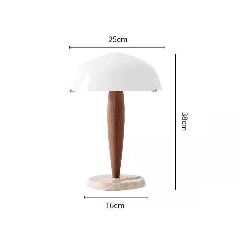 Modern Walnut Wood Marble Base Table Lamp │ Nordic LED Living Bedroom Decor Lighting Desk Light - Besontique Home