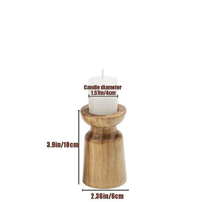 Natural Wooden Candlesticks Candle Holder Set │ Modern Retro Vintage Candle Stand - Besontique Home